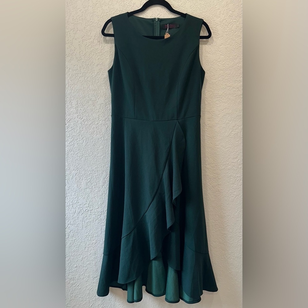 NWOT hunter green Dress Tells midi dress sleeveless large